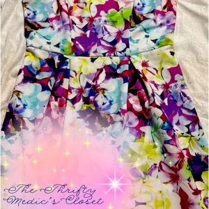 Worthington Womens Sleeveless Floral Fit & Flare A-line Dress Multi M Pleated